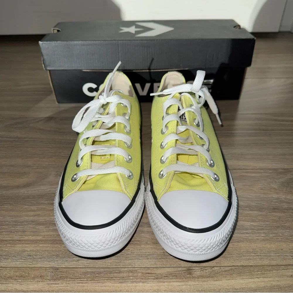 Converse Low Top Canvas Sneakers in Yellow and White - Picture 2 of 5